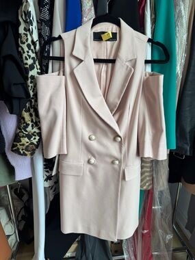 Zara Cold-Shoulder Blazer Dress in Dusty Pink MEDIUM